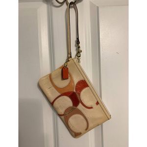 Coach Pink Multicolor Signature Patent Leather Inlaid Wristlet